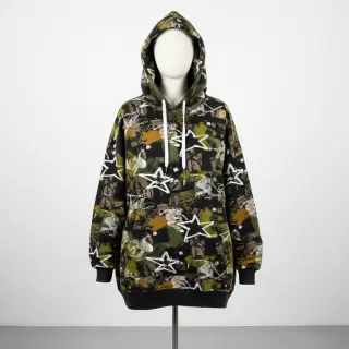 Szabadidő anyag Graffiti army green digital print