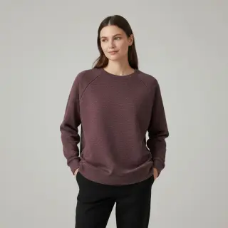 Szabadidő anyag fésült JOGGING aubergine melange