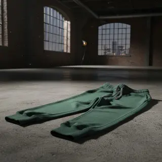 Szabadidő anyag fésült JOGGING dark green melange