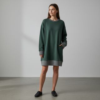 Szabadidő anyag fésült JOGGING dark green melange