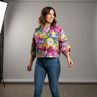 Szabadidő anyag Manga fuchsia digital print