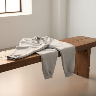 Szabadidő anyag fésült JOGGING ecru melange