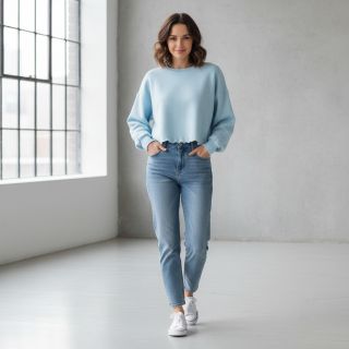 Szabadidő anyag fésült JOGGING soft blue