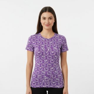 Jersey Happy faces lavender digital print