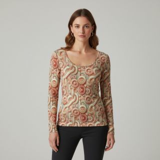 Jersey VISCOSE Unity orange digital print