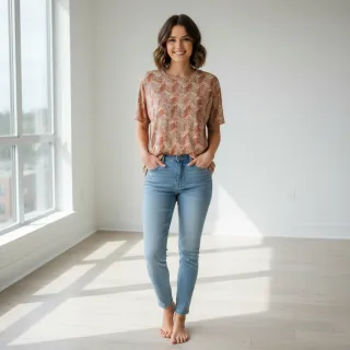 Jersey VISCOSE Structure beige digital print