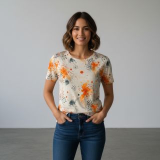 Jersey VISCOSE Soothing Fields orange digital print