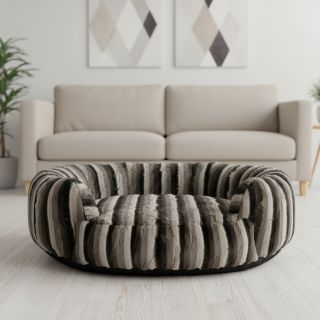 Műszőrme Stripe dark brown