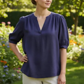 Viszkóz lenvászonnal WASHED navy