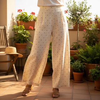 Viszkóz lenvászonnal FOIL Hearts ecru