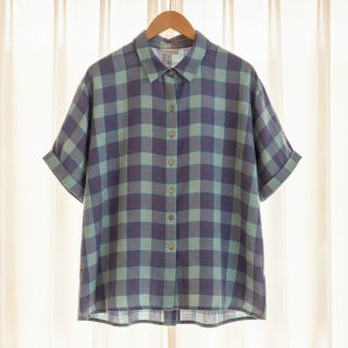 Viszkóz lenvászonnal YARN DYED Square green