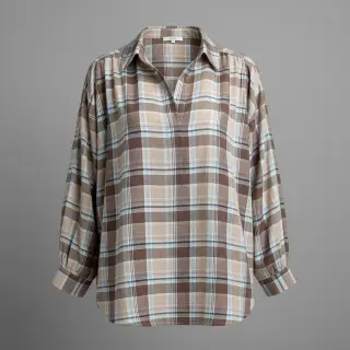 Viszkóz lenvászonnal YARN DYED Checks taupe