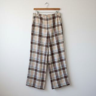 Viszkóz lenvászonnal YARN DYED Checks taupe