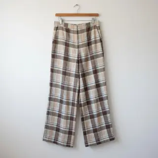 Viszkóz lenvászonnal YARN DYED Checks taupe