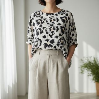 Viszkóz lenvászonnal Cayena design A digital print