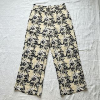 Viszkóz lenvászonnal Hibiscus digital print