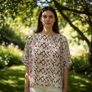 Viszkóz lenvászonnal Ivy Diamonds design B digital print