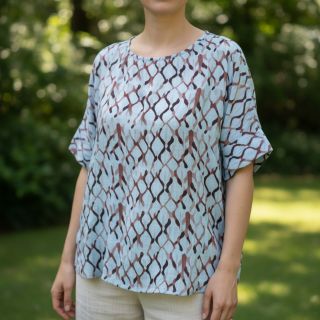 Viszkóz lenvászonnal Ivy Diamonds design A digital print