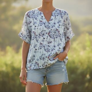 Viszkóz lenvászonnal Agapanthus design B digital print