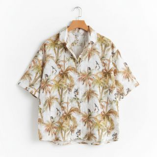 Viszkóz lenvászonnal Crane bird design A digital print