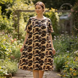 Viszkóz lenvászonnal Sunlower design A digital print