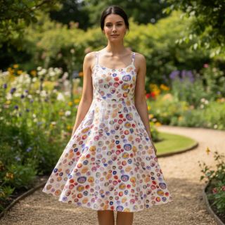 Viszkóz lenvászonnal Natural Livy blue digital print