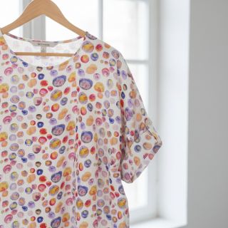 Viszkóz lenvászonnal Natural Livy blue digital print