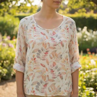 Viszkóz lenvászonnal Natural Lin Lissy pink digital print