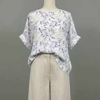 Viszkóz lenvászonnal Natural Lin Lissy purple digital print