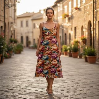 Viszkóz lenvászonnal Marigold design C digital print