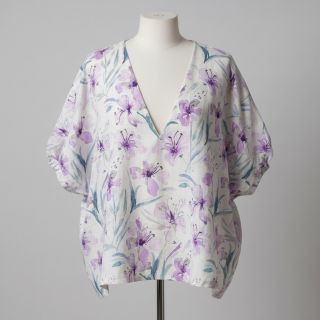 Viszkóz lenvászonnal Natural Lin Laurel purple digital print