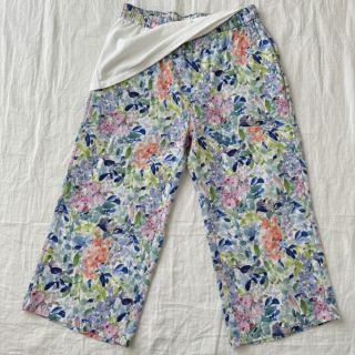 Viszkóz lenvászonnal CREPE Flowers blue digital print