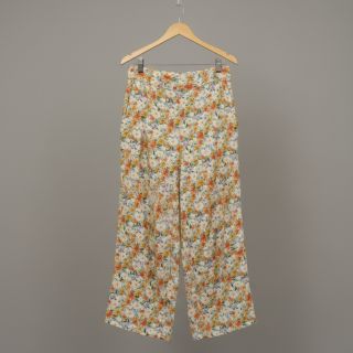 Viszkóz lenvászonnal CREPE Flowers yellow digital print