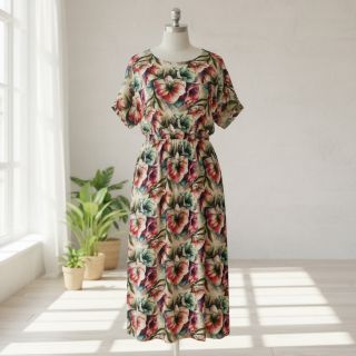 Viszkóz lenvászonnal Azalea design A digital print