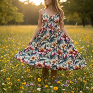 Viszkóz lenvászonnal Jasmine design C digital print