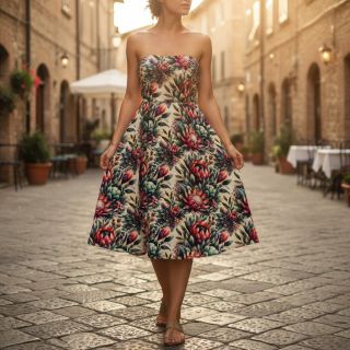 Viszkóz lenvászonnal Azalea design D digital print