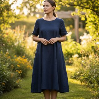 Viszkóz lenvászonnal PREMIUM navy blue