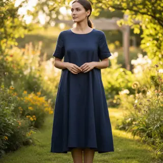 Viszkóz lenvászonnal PREMIUM navy blue