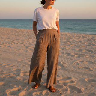 Viszkóz lenvászonnal CRINCLE taupe