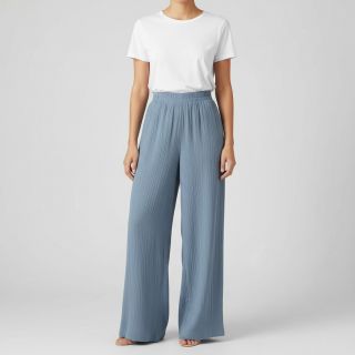 Viszkóz lenvászonnal CRINCLE blue shadow