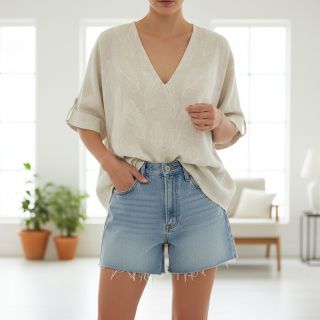 Viszkóz lenvászonnal natural Leaves border