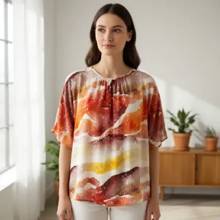 Viszkóz SATIN Chloe red digital print