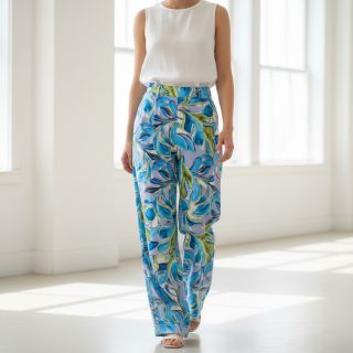 Viszkóz SATIN Giselle blue digital print