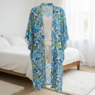 Viszkóz SATIN Giselle blue digital print