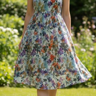 Viszkóz SATIN Flowie Kin off white digital print