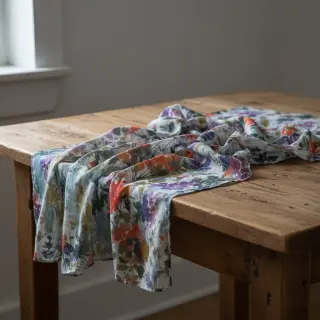 Viszkóz SATIN Flowie Kin off white digital print