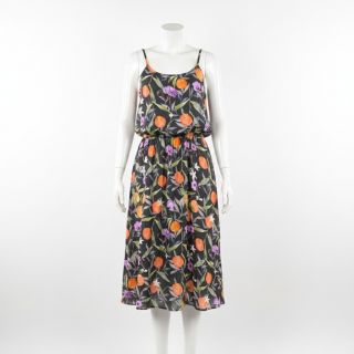 Viszkóz SATIN Leaves and oranges digital print