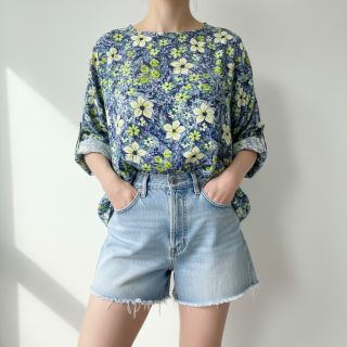 Viszkóz SATIN Blue flowers digital print