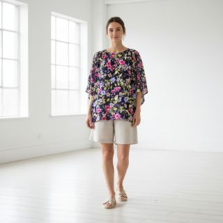 Viszkóz RADIANCE Flower Uma navy digital print