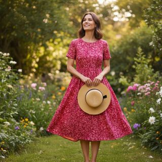 Viszkóz RADIANCE Moana dark red digital print